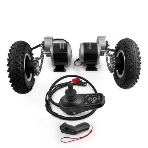 Dual 350W Chain Drive 8 Inch Inflated Wheel Kit with Joystick Controller for Dolly Cart Lightweight Wheelchair (24V350W Max 9kph)