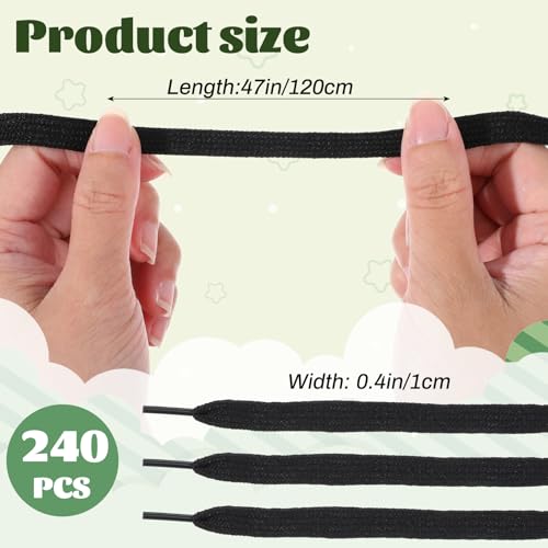 Lemecima 120 Pairs Flat Shoes Laces Bulk 47'' Long 0.4" Wide Athletic Shoe Lace Strings for Sneakers Black Shoelaces for Men Women by Lemecima - Image 2