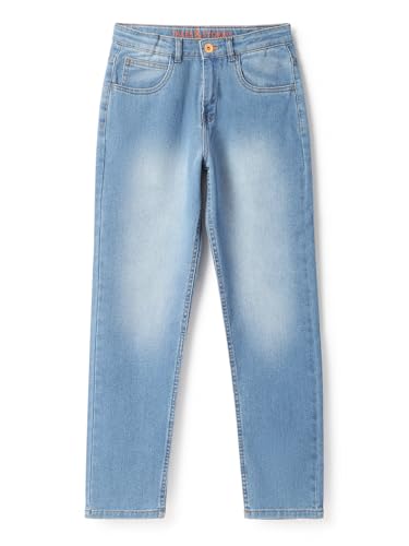 Image of Tales & Stories Boys Slim Fit Denim Jeans | 5-Pocket Stylish Mid-Rise Pants| Durable Cotton Denim Lycra with Button Closure | Casual Wear