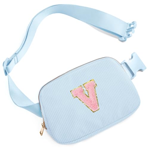 Image of Gitus Birthday Gifts for 10 11 12 13 14 15 16 Year Old Girls Personalized Gifts for Women Initial Fanny Pack Crossbody Bag Belt Bag Cute Preppy Stuff for Teen Girls Teenage Girl Gifts (Icing Blue-V)