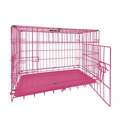 Dog Crates Large Size Pink Dog Cage Dog Crate Puppy Pet Cage with 2 Doors,Collapsible Dog Crate with Removal Tray (Large 30") - Image 6