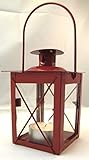 Windlicht Laterne in ROT aus Metall und Glas 75x75x170 mm mit Bügel Weihnachten