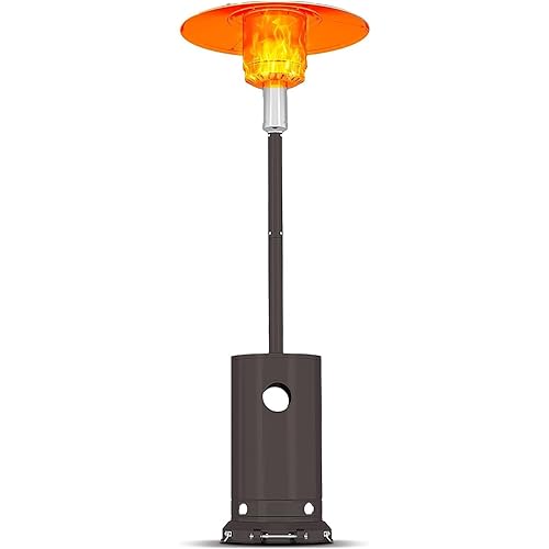 48,000 BTU Propane Patio Heater for Outdoor Use with Wheels & Round Table Design, Double-Layer Stainless Steel Burner with Tip-Over Protection, Ideal for Home & Commercial