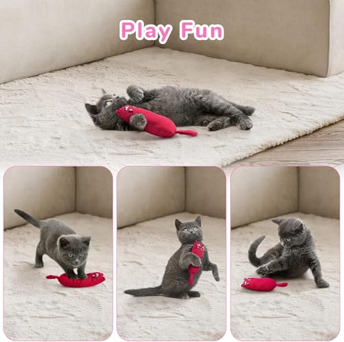 Legendog 5Pcs Bite Resistant Catnip Toy for Cats,Catnip Filled Cartoon Mice Cat Teething Chew Toy - Image 6