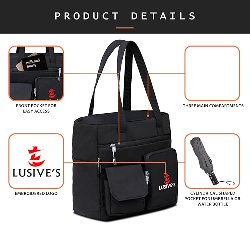 Image of Lusive's Double Pocket Handbag for Women: Stylish, Ideal Companion for Work, Travel, Polyester Material, Spacious 10-liter Capacity, 6 Pockets.