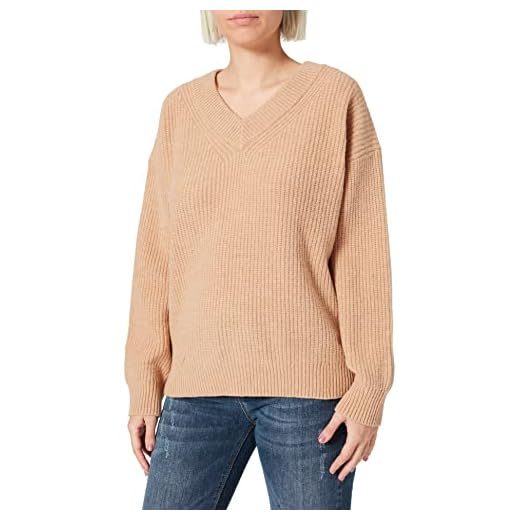 GANT Damen D1. Wool Rib V-Neck Pullover, Khaki Mel, L
