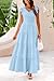 PRETTYGARDEN Women's Summer Flowy Maxi Dress Casual Cap Sleeve V Neck Smocked Beach Sundress (Solid Light Blue,Medium)