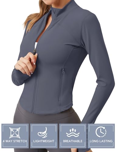 IECCP damskie koszulki do noszenia w siłowni, do biegania, z zamkiem błyskawicznym, odzież sportowa, dwie kieszenie z przodu, oddychające, do jogi, fitness, koszulki z otworami na kciuki, S