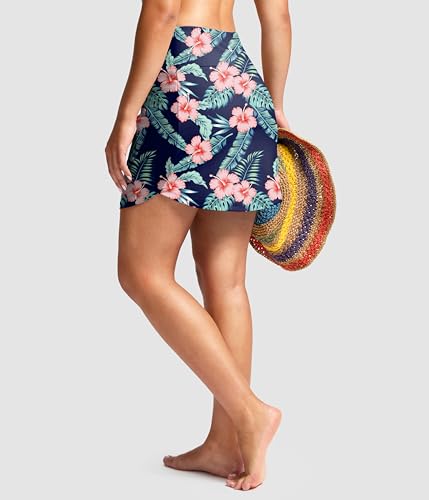 Image of SANTINY Women's 17'' Long Swim Skirt with Pockets High Waisted Modest Tummy Control Swimsuit Skirt Bathing Suit Bottoms