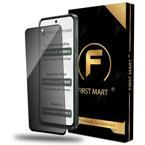 Image of FIRST MART Privacy Tempered Glass for Motorola G67 Power & Moto G57 Power | Anti-Spy Screen Protector, Edge-to-Edge 9H Scratch Protection, Case-Friendly, Bubble-Free | Pack of 1