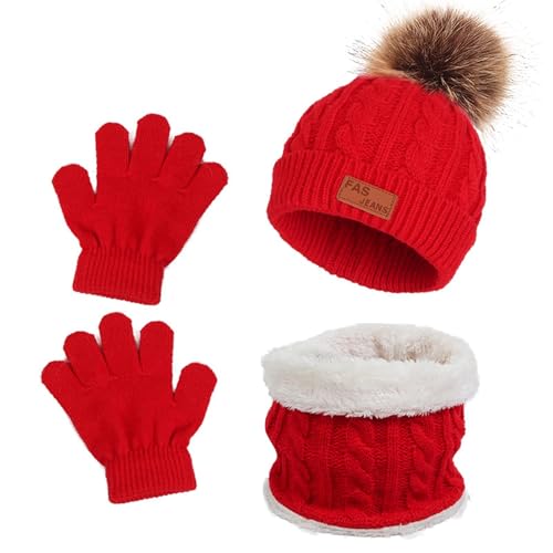 Conjunto de gorro, bufanda y guantes para niños, el regalo invernal más cálido