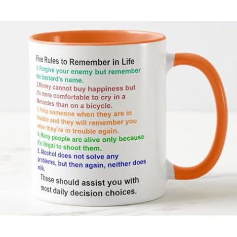 Vixar Funny Five Rules Ceramic Mug Cover