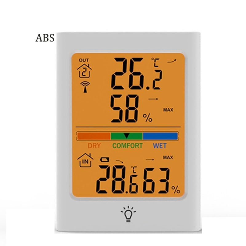 Indoor Outdoor Temperature Humidity Gauges with Backlit Large Screen Can Be Hung