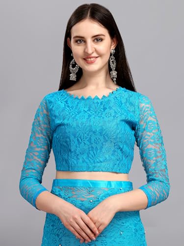 Image of LOROFY Women's Brasso Net Saree With Blouse