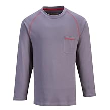 Portwest FR01 Mens Flame Resistant Bizflame Long Sleeved Crew Neck T Shirt ASTM, Gray, M