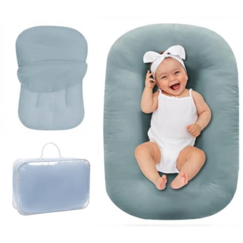 Baby Lounger 0-18 Months, Baby Lounger for Newborn, Soft Organic Cotton Breathable Lounger for...