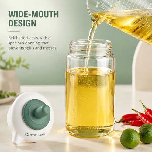 Image of 250 Ml 2-in-1 Glass Oil Dispenser With Silicone Brush, Multi-Use For Cooking, Baking, BBQ, Marinating & Dosa (Pack Of 1,Multi Colour)