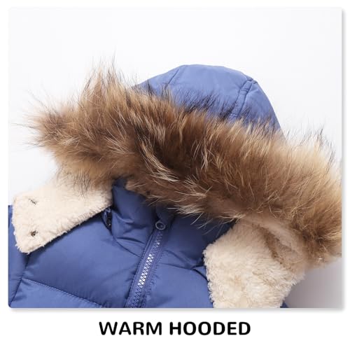 Toddler Puffer Jacket Boy 2T Baby Winter Coat Hoodie Snow Fur Clothes Outerwear - Thumbnail 3