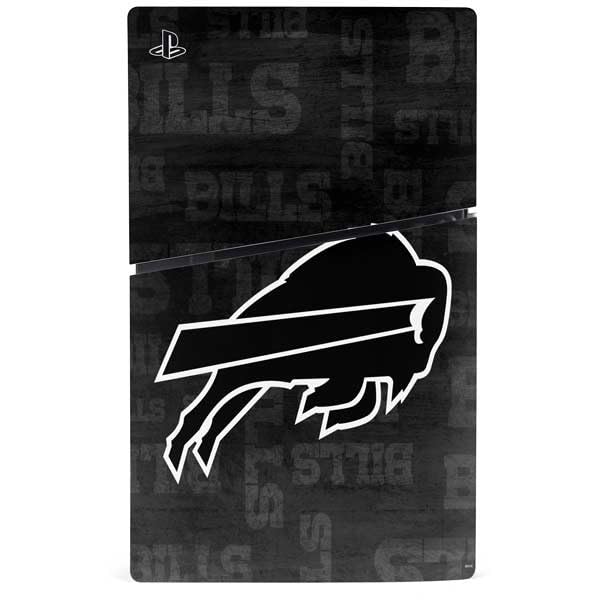 Skinit Decal Gaming Skin Compatible with PS5 Slim Disk Console - Officially Licensed NFL Buffalo Bills Black & White Design
