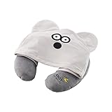 Gowell ゴーウェル ねずみのANDY 2WAYネックピロー フェイス (チャコールグレー) | クッション トラベルクッション 折りたたみ ネッククッション 枕 出張 旅行 新幹線 飛行機 機内 ドライブ 便利グッズ トラベルグッズ 旅行用品 旅行グッズ