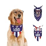 VavoPaw 4th of July Dog Bandanas 2PCS, Patriotic Pet Bandanas Easy to Tie, Triangle Reversible American Flag Bandana for Memorial Day, Flag Day, Independence Day, Veterans Day, Star Dog & Stripes, L