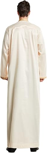 Miniatura 3 de IMEKIS Hombres musulmanes Thobe Medio Oriente Arabia Saudita Bata de manga larga Kaftan bordado islámico árabe Abaya ropa de oración