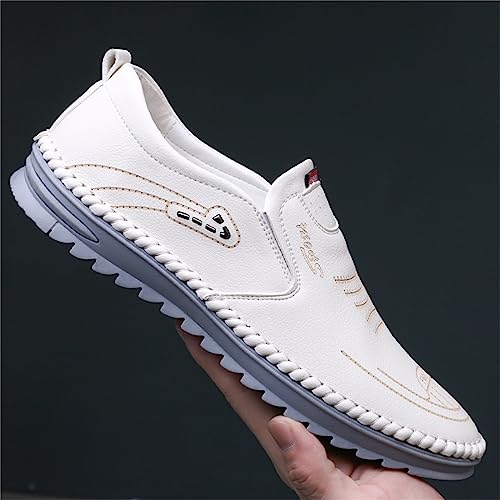 JiuQing Men's Loafers Slip-On Leather Sandals Soft Breathable Summer Walking Casual Driving Shoes2