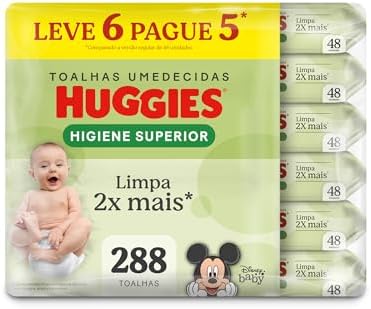 Lenços Huggies Higiene Superior Limpam 2x Mais 6 x 48 Un