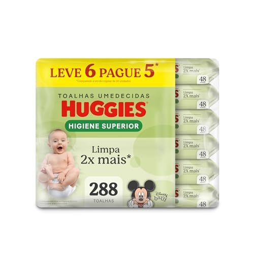 Lenços Huggies Higiene Superior Limpam 2x Mais 6 x 48 Un Lenços Huggies Higiene Superior Limpam 2x Mais 6 x 48 Un
