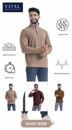 Image of Men's Sweat Shirts with Zippered, Full Sleeves Solid /Relaxed & Regular Fit Pure Cotton Sweater /Comfortable and Casual Winter Wear for College, Office