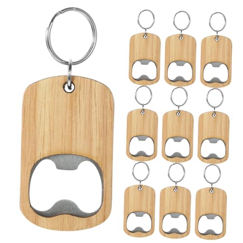 Ouvre-bouteilles porte-clés bois Beavorty lot de 10 décapsuleurs légers pour pub et fête