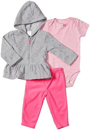 Carter's Baby Girl's 3 Piece Hooded Layette Set - Heather - 3 Months