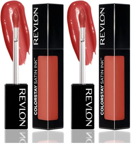Image of REVLON Colorstay Satin INK, Comfortable, Longwear Rich 16-Hour Liquid lip Color, Formulated with Black Currant Seed Oil & Vitamin E, Citrine Queen - (038) (Pack of 2)