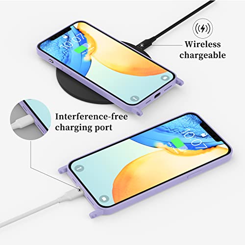 Voodirop Compatible With Iphone 13 Case Crossbody Phone Case With Lanyard Neck Strap Adjustable Shockproof Drop Protection Silicone Phone Cover For Iphone 13, 6.1’’ Lavender Purple #TOP4