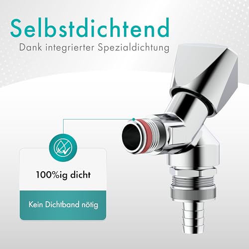 Engelbach® Universal Geräteventil selbstdichtend - für Waschmaschine, Spülmaschine & Co. - Geräteanschlussventil mit Rückflussverhinderer & Rohrbelüfter