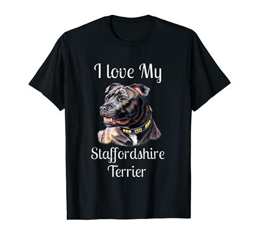 I Love My Staffordshire Terrier Dog Pet Owner T-Shirt, Black