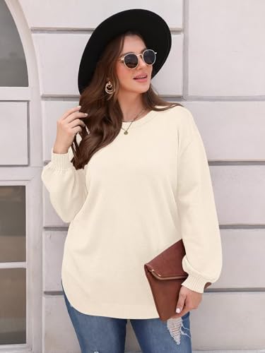 Image of BELAROI Plus Size Sweaters for Women Long Sleeve Shirts Loose Casual Oversized Tunic Sweater Fall Outfits Curved Hem M-5X