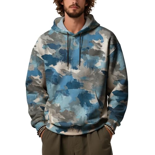Camo Hoodies Men 2026 Fleece Sweatshirts Casual Oversized Sweatshirts Fall Long Sleeve Pullover with Pocket