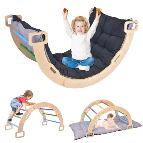 BIERUM Toddler Climbing Arch, Wooden Climber Arch Rocker, Montessori Climbing