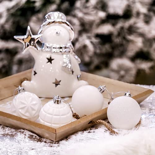 Valery Madelyn Frozen Winter Silver White Christmas Decorations Bundle (5 Items) Glass Christmas Ball Ornaments 2 Set + Christmas Ball Ornaments 2 Set + Wood Sign #TOP4