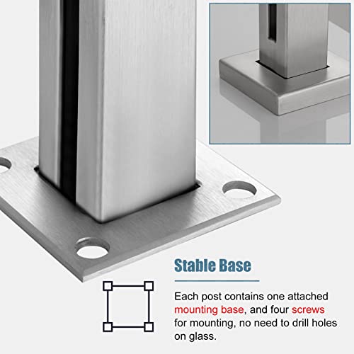 Pasamanos de acero inoxidable resistente con soportes para paneles de vidrio de 10 mm 5