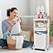 CATGOOD White Two-Tier Laundry Basket for Home Bathroom, Portable Rolling Laundry Bin with 2 Removable Baskets and Wheels, Suitable for Bathroom, Laundry Room, Living Room, Bedroom