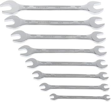 GEDORE Double open-end spanner set, 8-pc. Set, AF 6-22 mm, Metric, Flat, Spanner set, Matt chromed, 6-8