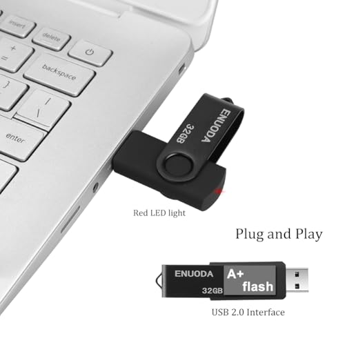 Image of 32GB Flash Drive ENUODA 1 Pack Thumb Drive 32GB USB 2.0 Memory Stick Jump Drive Pen Drive for File Storage and Data Transfer (Black)