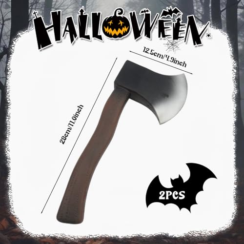 2Pcs Axes 11x4.9 Realistic Foam Axe Hatchet Halloween Costumes for Halloween Costume Party4