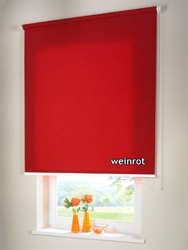 Privacy Roller Blind with Side Pull Blind Chain for 170 x 120 cm/170X120 CM weinrot – Operating Side: Right