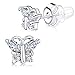 Buyless Fashion Surgical Steel Rhodium Plated Butterfly Shape Cubic Zirconia Birthstone Earrings