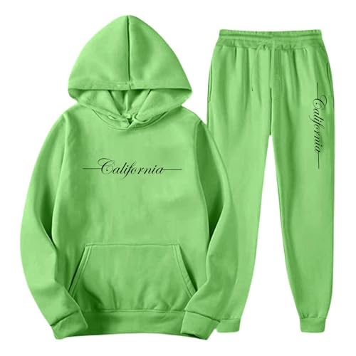 Conjunto deportivo de dos piezas con capucha y pantalones deportivos para uso informal. (Green, XXL)