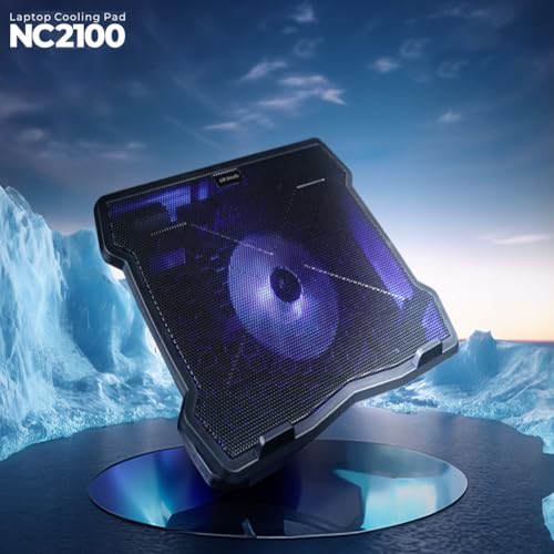 GR Deals NC2100 Laptop Cooling Stand with 125mm Fan, Silent Operation, LED Light, Supports up to 15.6 inch Laptops and Retractable Stand.(Black) - Image 2