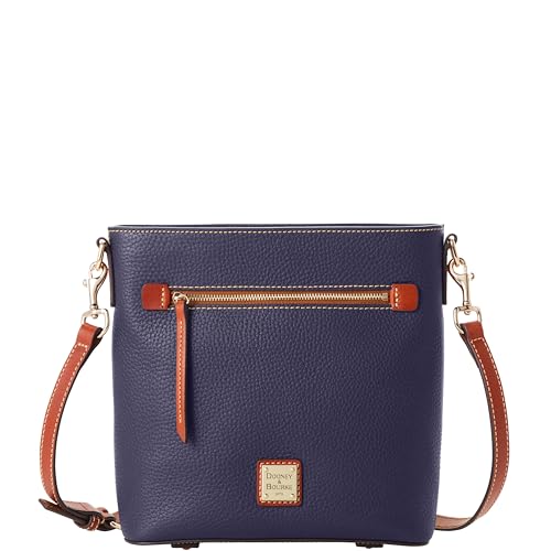 Dooney & Bourke Crossbody Bags for Women, Pebble Grain Leather Crossbody Messenger Bag with Zipper - Blue